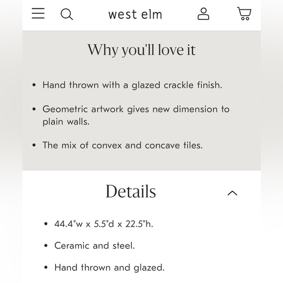 West Elm Geometric Ceramic Wall Art - Picture 2 of 7